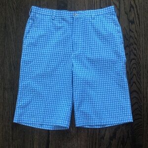 3/$10 Peter Millar Crown Sport Blue Checkered Spring Summer Men's Stretch Shorts